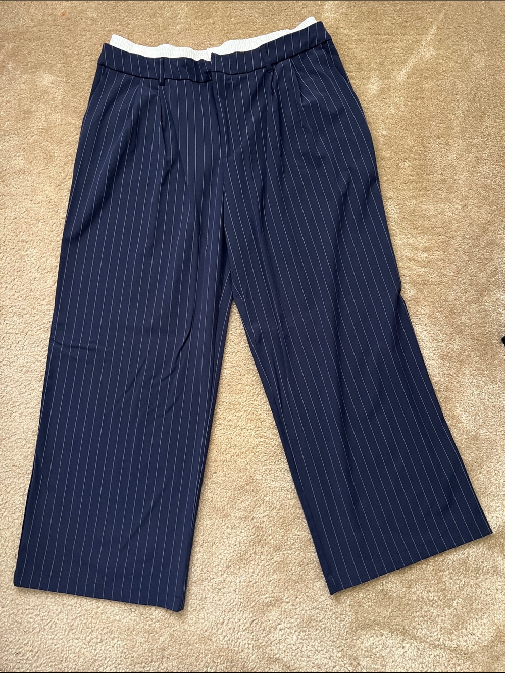 wild fable Navy Pinstripe Wide-Leg Dress Pants